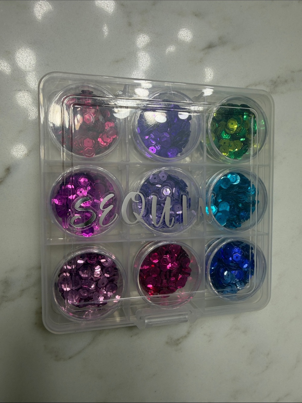 Assorted Multicolor Sequins Pack - and 9-Compartment Storage